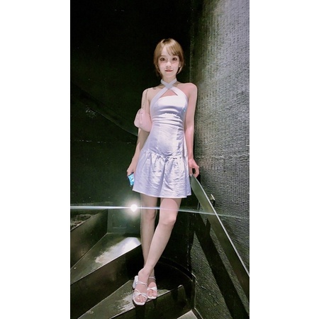 Đầm linen mini chéo ngực