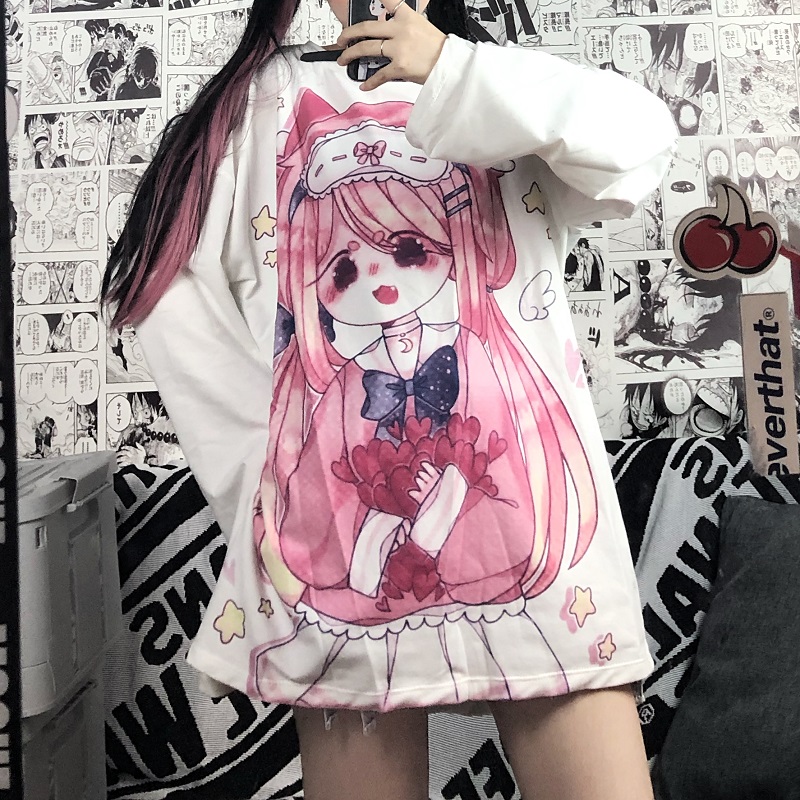 Áo Thun Dài Tay Mềm Mại In Họa Tiết Anime Xinh Xắn | BigBuy360 - bigbuy360.vn