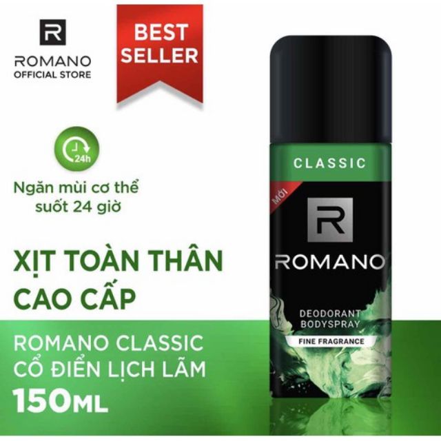 XỊT KHỬ MÙI ROMANO CLASSIC 150ml