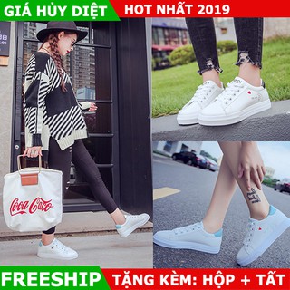 Giày Thể Thao Nữ Sneaker For You Trái Tim, Thả Tim, Màu Trắng Gót Màu Đen, Xanh, Giày For You Nữ Giá Rẻ, Năng Động HOT