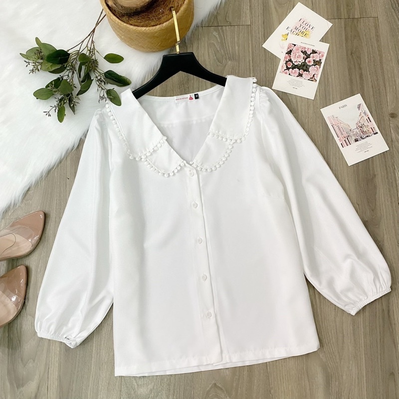 [FREESHIP] Áo lẻ bigsize, áo sơ mi tay dài kiểu cổ viền ren 2 tầng ( có size 50 - 90kg) | BigBuy360 - bigbuy360.vn