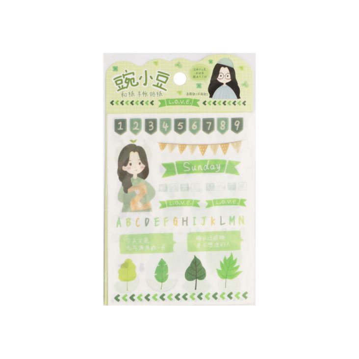 Bộ 4 Tấm Nhãn Dán Sticker Trang Trí Sổ Màu Bạc Hà 72038