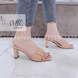 GUỐC NỮ LOVIIECORNER - DÉP CAO GÓT 7CM - GUỐC QUAI NGANG ĐẾ VUÔNG 7 PHÂN - DÉP GUỐC CAO GÓT 7CM QUAI BÈO NHÚN D201111