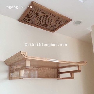 Bàn thờ treo tường gỗ hộp sồi nga loại 1 màu nguyên gỗ ngang 81 cm