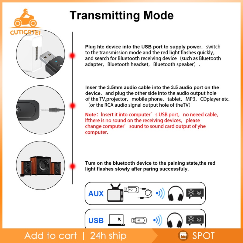 USB Bluetooth 5.0 nhận tín hiệu âm thanh cho TV/PC xe hơi | BigBuy360 - bigbuy360.vn