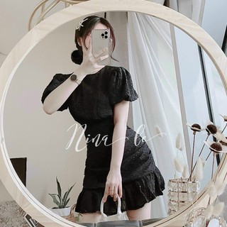ĐẦM REN TRẮNG ĐEN NHÚN ĐUÔI CÁ
