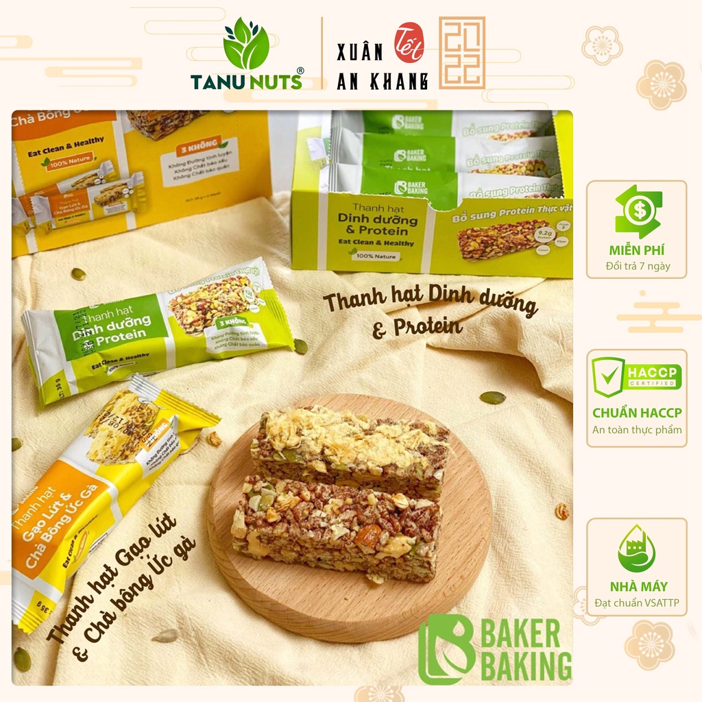 Thanh protein bar gạo lứt & chà bông ức gà dinh dưỡng giúp ăn kiêng, giảm cân