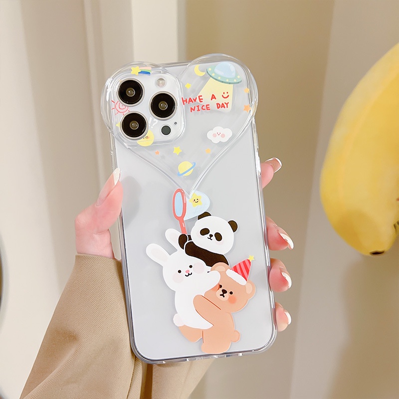 Ốp Điện Thoại tpu Silicon Trong Suốt Họa Tiết Trái Tim Lớn Cho Iphone 13iPhone11 / 12Pro xr / 8 xs