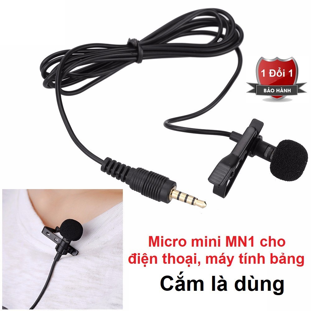 Micro ghi âm gài áo cho điện thoại và máy tính bảng - Microphone mini MN1