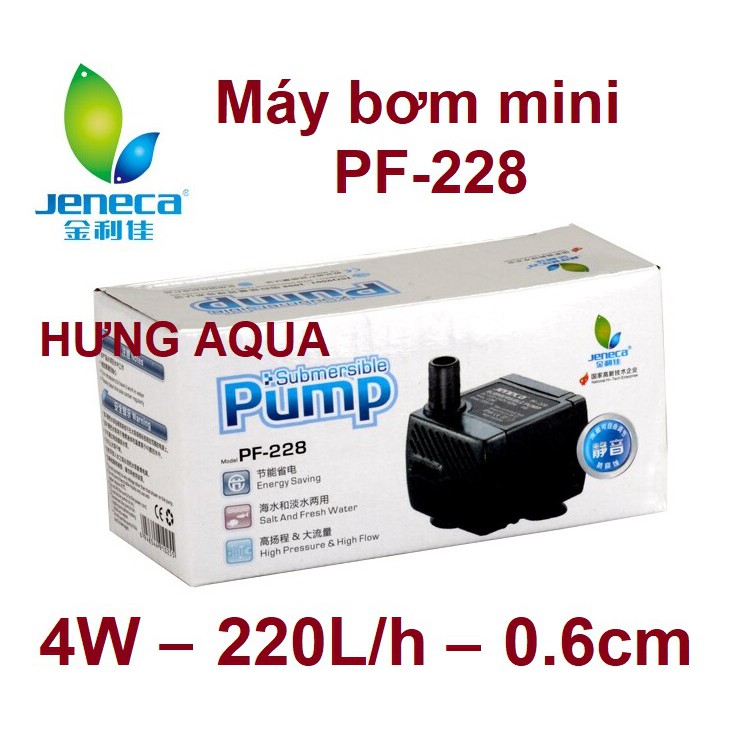 Bơm chìm mini - máy bơm nước hồ thủy sinh, bể cá mini, hòn non bộ, tiểu cảnh Jeneca PF-628 7W tiết kiệm điện