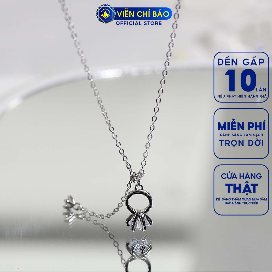 Dây chuyền bạc nữ mặt nhẫn đính đá chất liệu bạc 925 thời trang phụ kiện trang sức Viễn Chí Bảo D000141
