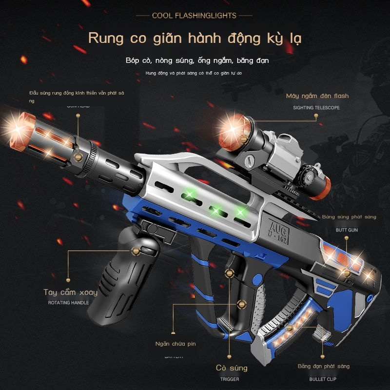 JBé trai điện đồ chơi súng âm thanh và nhạc nhẹ rung động kính thiên văn trẻ em bắn tỉa tiểu liên mô hình 3 tuổi 6