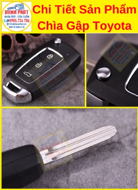 Chìa Khoá Gập Xe Toyota Innova, Vios, Fortuner, Camry, Corolla Altis, Yaris, Hilux 2006 - 2015