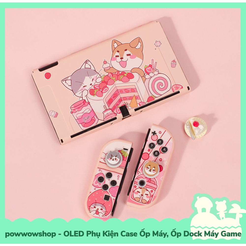 [Sẵn VN - Hỏa Tốc] OLED Set Phụ Kiện Case Ốp TPU Dẻo, Case Ốp Dock Nintendo Switch OLED Cat Cake &amp; Animal Crossing