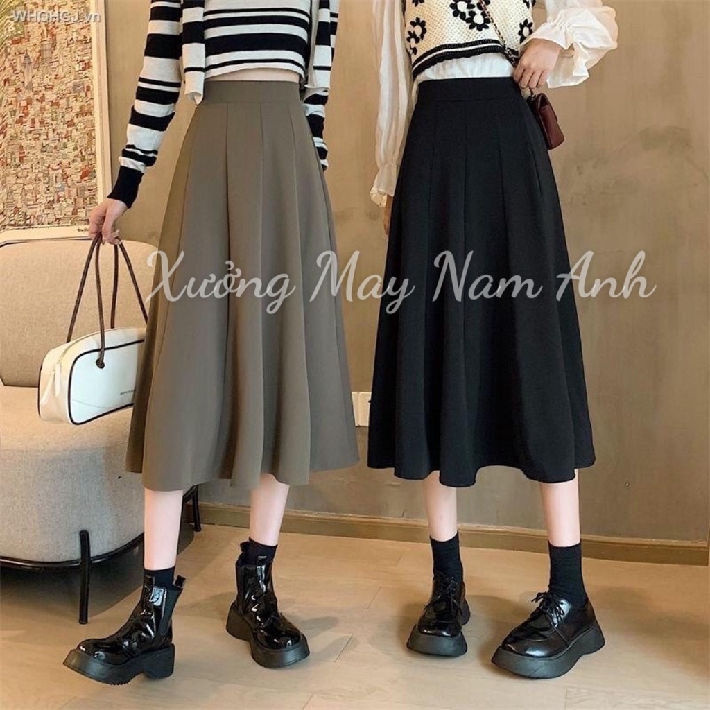 Chân Váy Xếp Ly Dáng Dài Hai Lớp Màu Đen Nâu Trắng Lên From Xinh