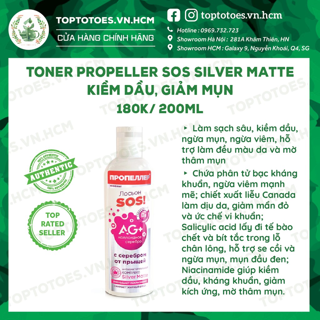 Toner Propeller SOS Silver Matte kiềm dầu, giảm mụn