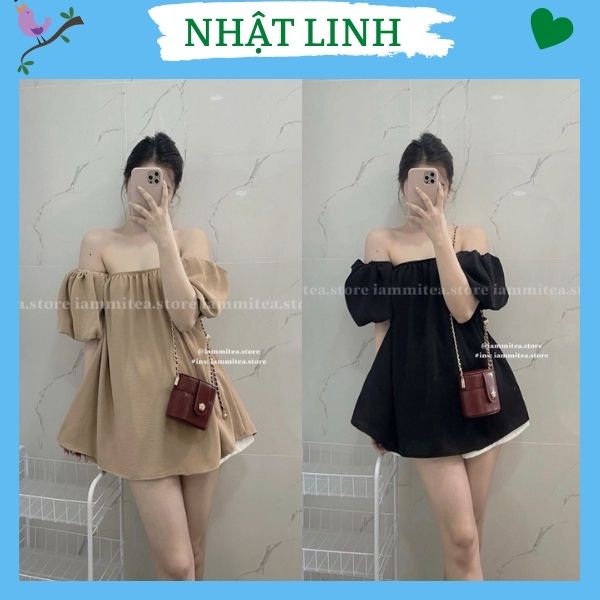 Áo trễ vai nữ NHẬT LINH áo kiểu nữ tay phồng trễ vai dáng xòe form rộng nhiều màu xinh - A140