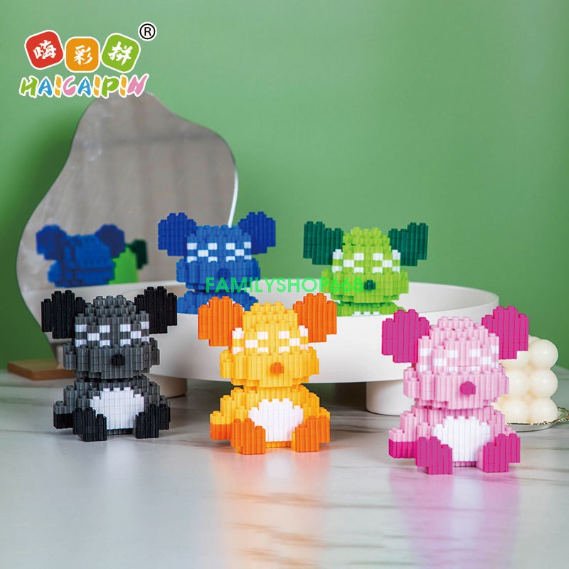 Xếp hình Gấu Bearbrick 12cm Đồ chơi lắp ráp nano nanoblocks mô hình cỡ lớn Hàng Đẹp bear bricK đứng -12cm ngồi 10cm