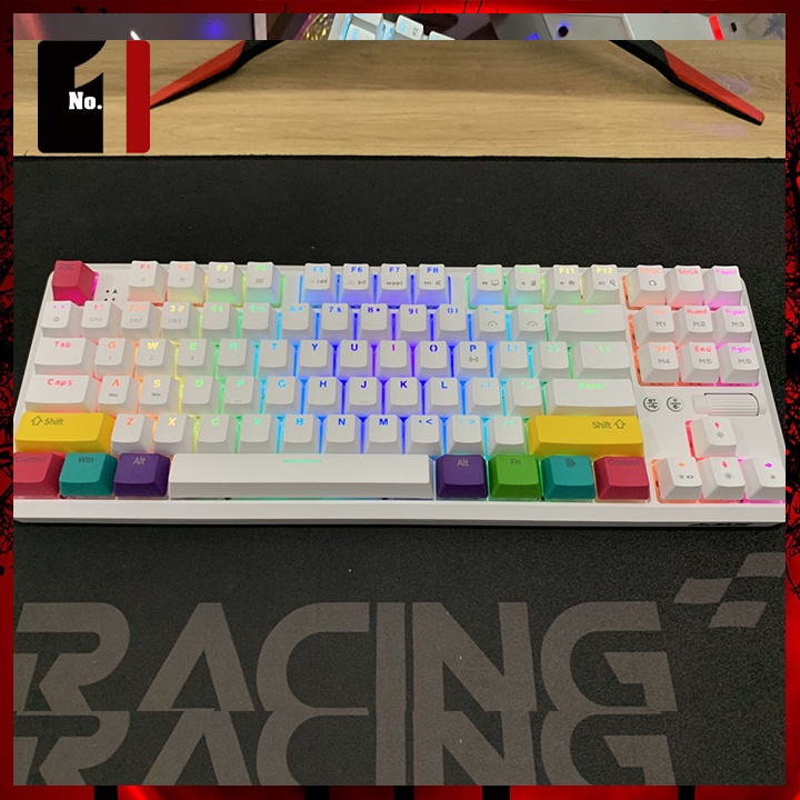 Bàn Phím Cơ Keycap Xuyên Led Gaming Bluetooth Máy Tính Ajazz K870T Màu Trắng Led RGB Bàn Phím Không Dây Laptop Pc