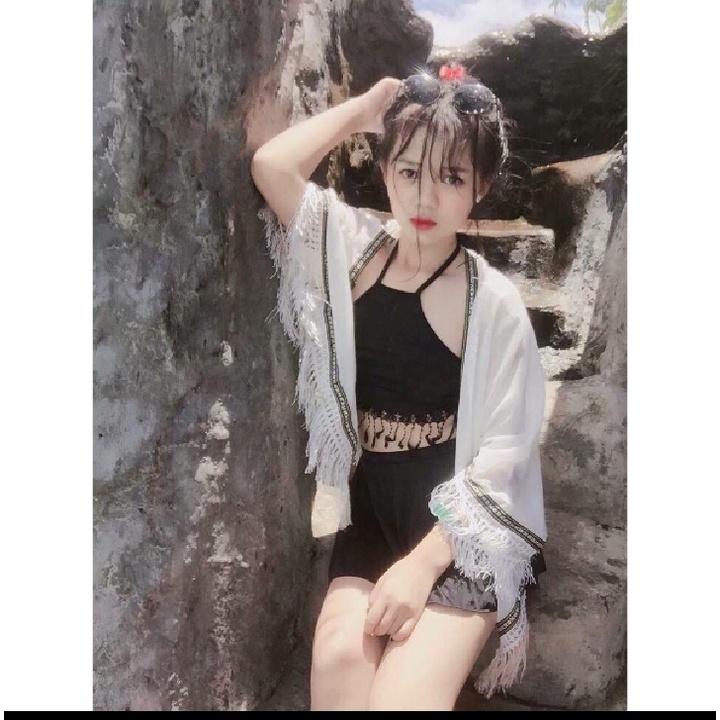 Đồ Bơi Nữ Bikini Đi Biển 2 Mảnh Yếm Kèm Váy Có Quần Trong Kín Đáo VATIXA BKN114