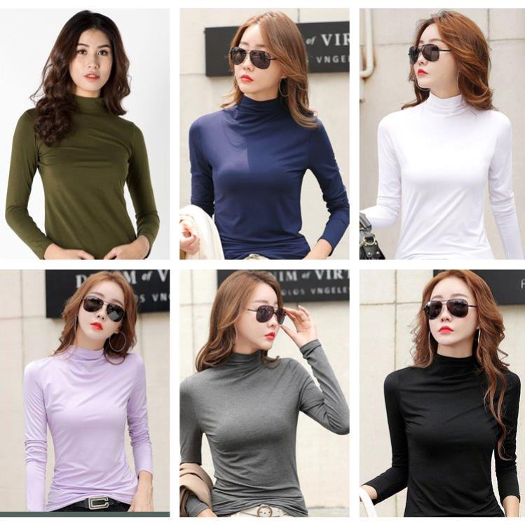 Áo giữ nhiệt nữ thu đông phong cách hàn quốc nhiều màu - Áo thun giữ nhiệt thu đông nữ dài tay