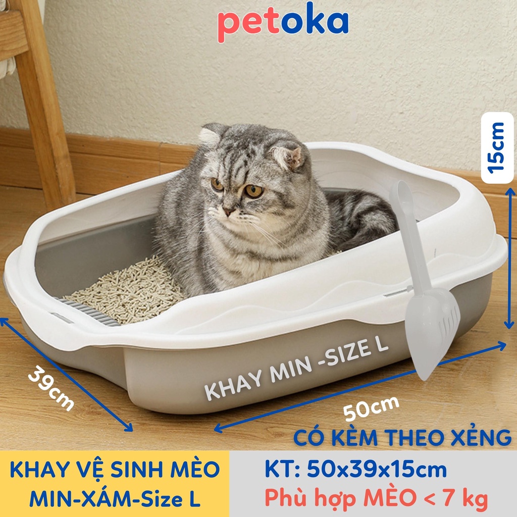 Khay vệ sinh cho mèo chậu thành cao cỡ lớn size L to phù hợp bé đến 9kg