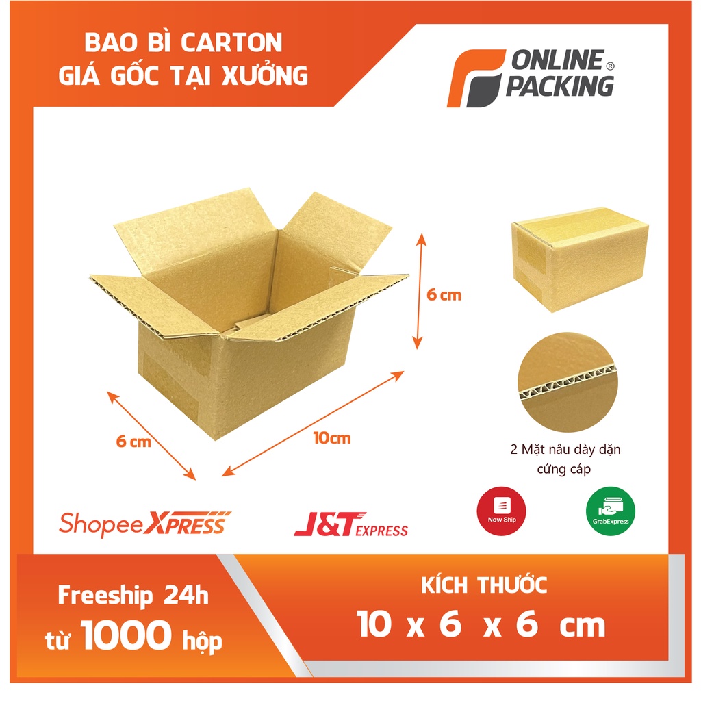 Combo 100 hộp carton 10x6x6