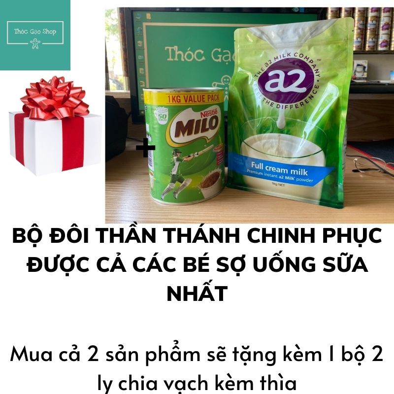 [Mã 267FMCGSALE giảm 8% đơn 500K] [Kèm quà] Combo sữa A2 nguyên kem 1kg và Milo Úc 1kg thơm ngon tốt cho sức khỏe