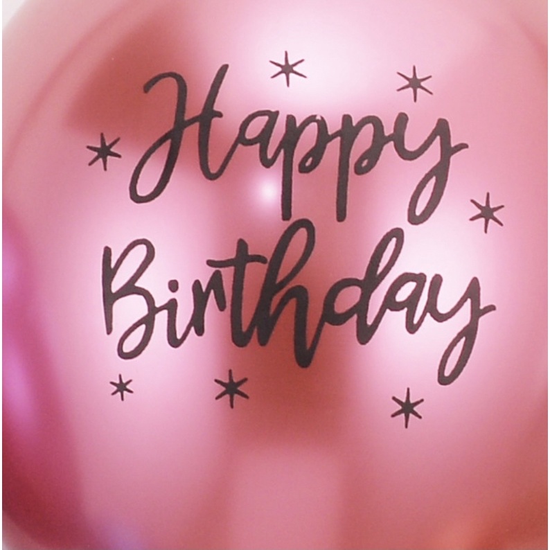 Bóng bay siêu nhũ 12inch in chữ happy birthday trang trí sinh nhật siêu đẹp