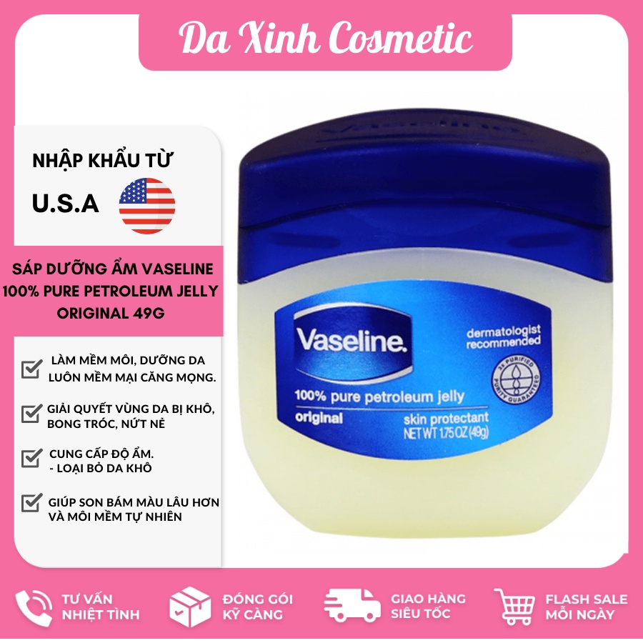 ✅ (HÀNG CHUẨN AUTHENTIC) Sáp Dưỡng Ẩm Vaseline 100% Pure Petroleum Jelly Original 49g