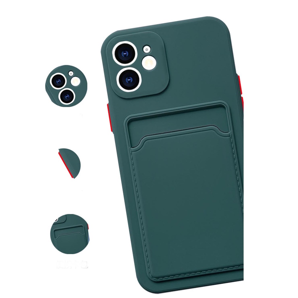 Bao Da Điện Thoại Silicon Có Ngăn Đựng Thẻ Và Dây Đeo Cho iphone 15 14 13 12 pro max se 2020 x xr xs max 7 8 plus Ốp