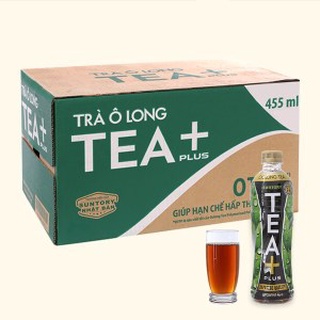 Thùng 24 chai trà ô long tea+ plus chai 455ml / olong đen tea plus+ chai 455ml