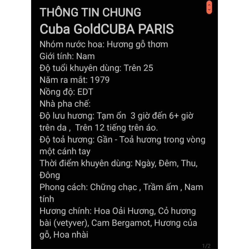 Nước hoa nam Cuba Gold 35ml chính hãng Mỹ