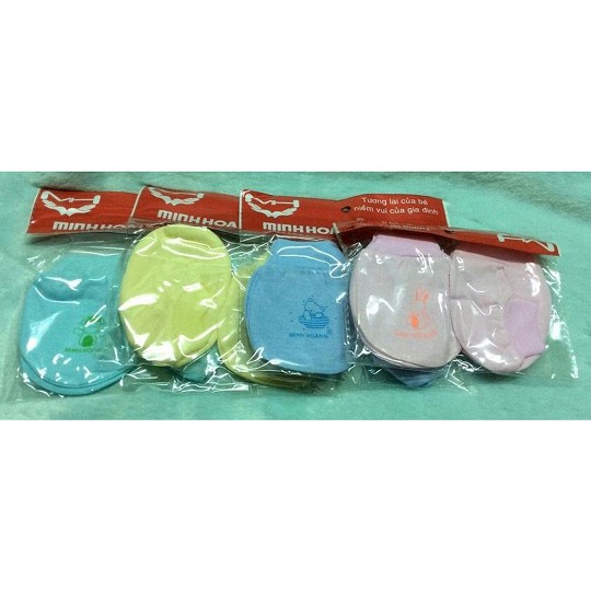 Set Bao chân + Bao tay Minh Hoàng, loại Bo viền cho bé sơ sinh hàng Việt Nam cao cấp, chất liệu cotton mềm mịn