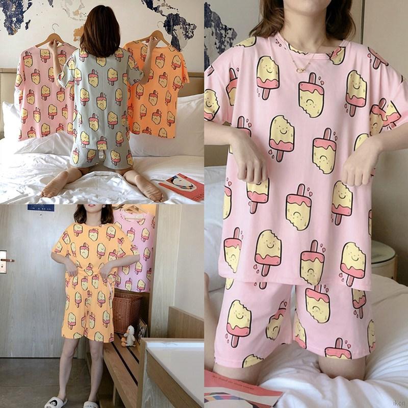 Bộ Đồ Ngủ Ngắn Tay In Hình Hoạt Hình Cho Nữ
