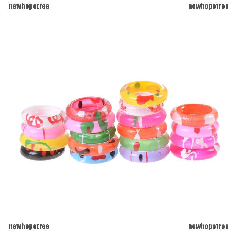 Set 10 nhẫn nhựa Acrylic nhiều màu cho bé gái