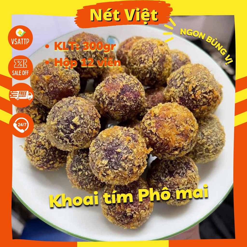 Khoai tím phô mai, khoai lang tím nhân phô mai mozzarella thơm ngậy hộp 12 viên