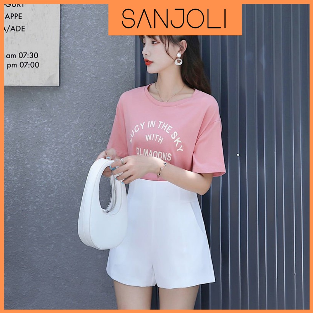 Quần Short Thun Nữ Mặc Nhà Lưng Cao SANJOLI Quần Đùi Nữ Ống Rộng Ngắn Đẹp, Sooc Cộc Màu Trắng Đen Hàn Quốc QD004