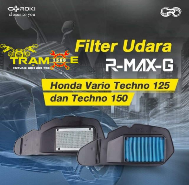 Lọc Gió R max Roki dành cho xe Honda Vairo 125 150, Click 125 150 lọc được hạt bụi siêu nhỏ, tăng lưu thông khí