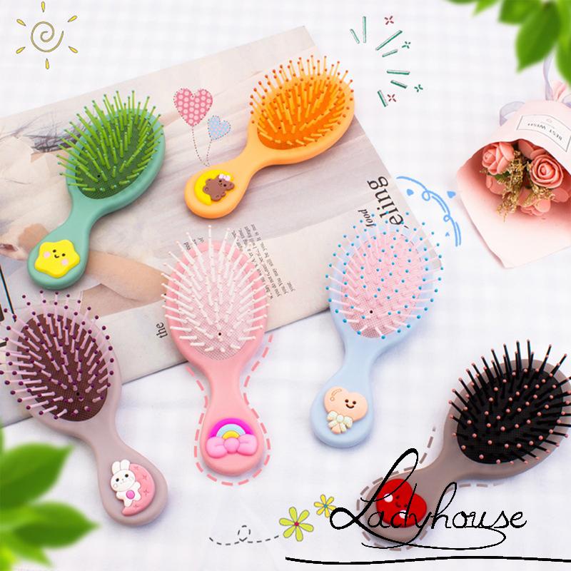 [Hàng mới về] Lược chải tóc túi khí mini bằng nhựa màu cầu vồng hình hoạt hình dễ thương cho nữ