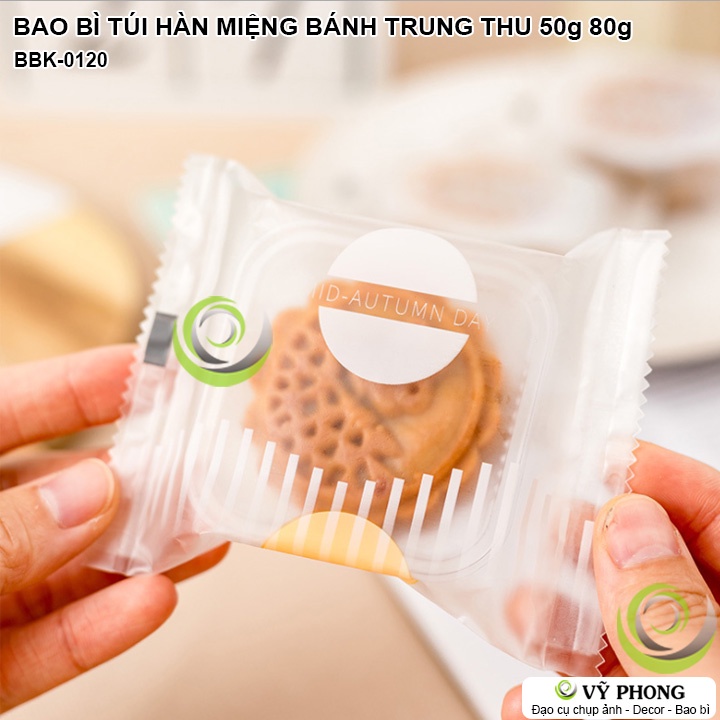 BAO BÌ TÚI NHỰA HÀN MIỆNG ĐỰNG BÁNH TRUNG THU CHO SIZE BÁNH 50g 80g IN CHỮ HAPPY MID-AUTUMN QUÀ TẶNG LỄ TẾT BBK-0120