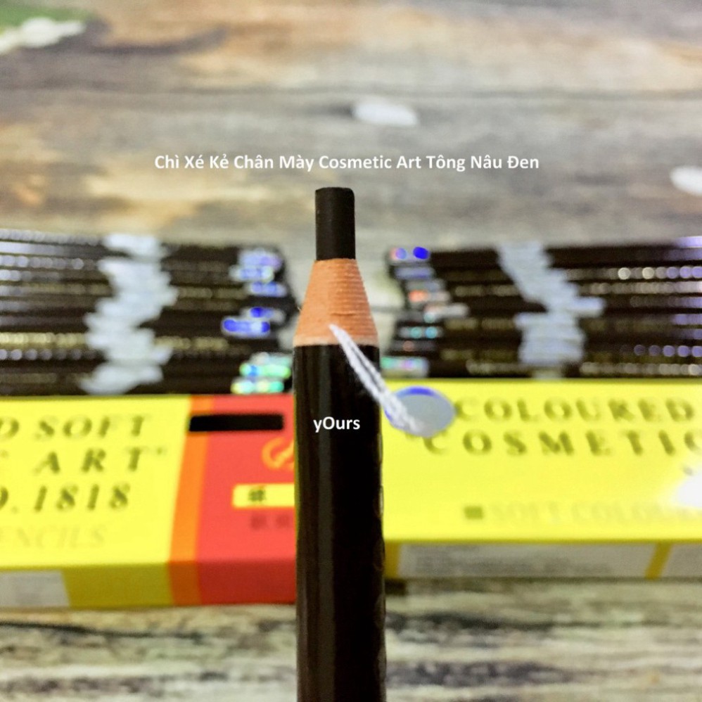 [1 Cây Nâu Đen] Chì Xé Kẻ Chân Mày Cosmetic Art Eyebrow Pencil Màu Nâu Đen 2 Tem 1818 No.3 - Chì Kẻ Mày Màu Nâu Đen 1818