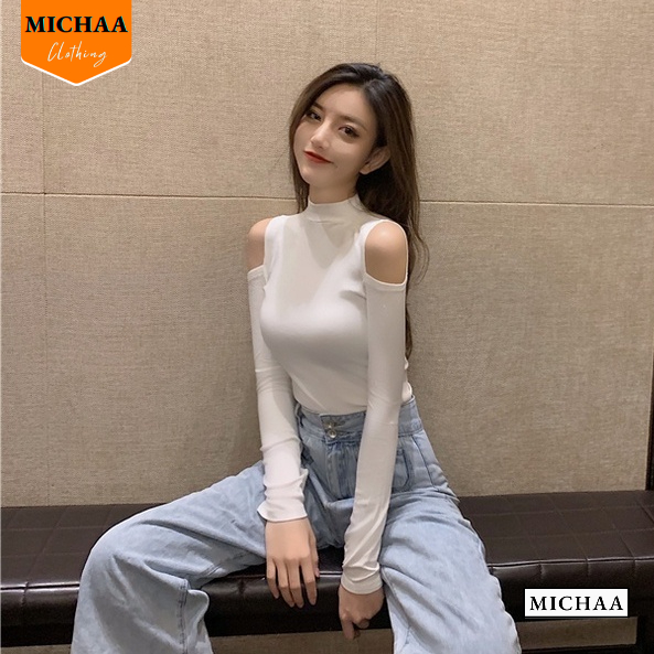 Áo Thun Nữ Tay Dài CỔ LỌ HỞ VAI Ôm Body, Áo Thun Kiểu Sexy Chất Thun Gân - MICHAA ADD09