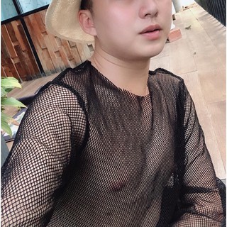 Áo thun lưới sexy tay dài