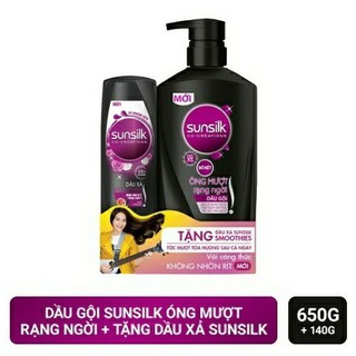 -Thanh Hóa-STTQ Combo Dầu Gội Sunsilk Óng Mượt Rạng Ngời 650g Tặng Xả 140g
