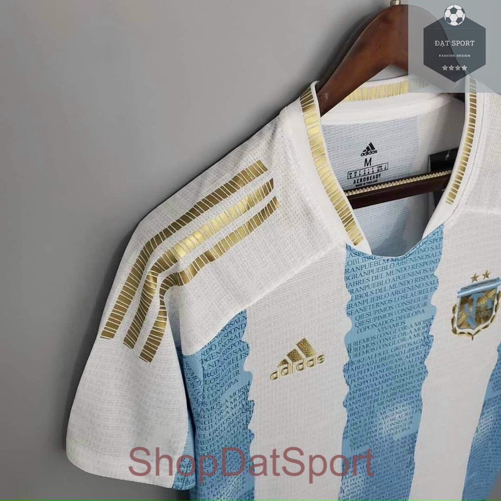 Quần áo bóng đá  FREESHIP  Bộ Argentina Kẻ Vàng ( Quần Có Túi ) New 2021 Cam kết 100% Y Hình