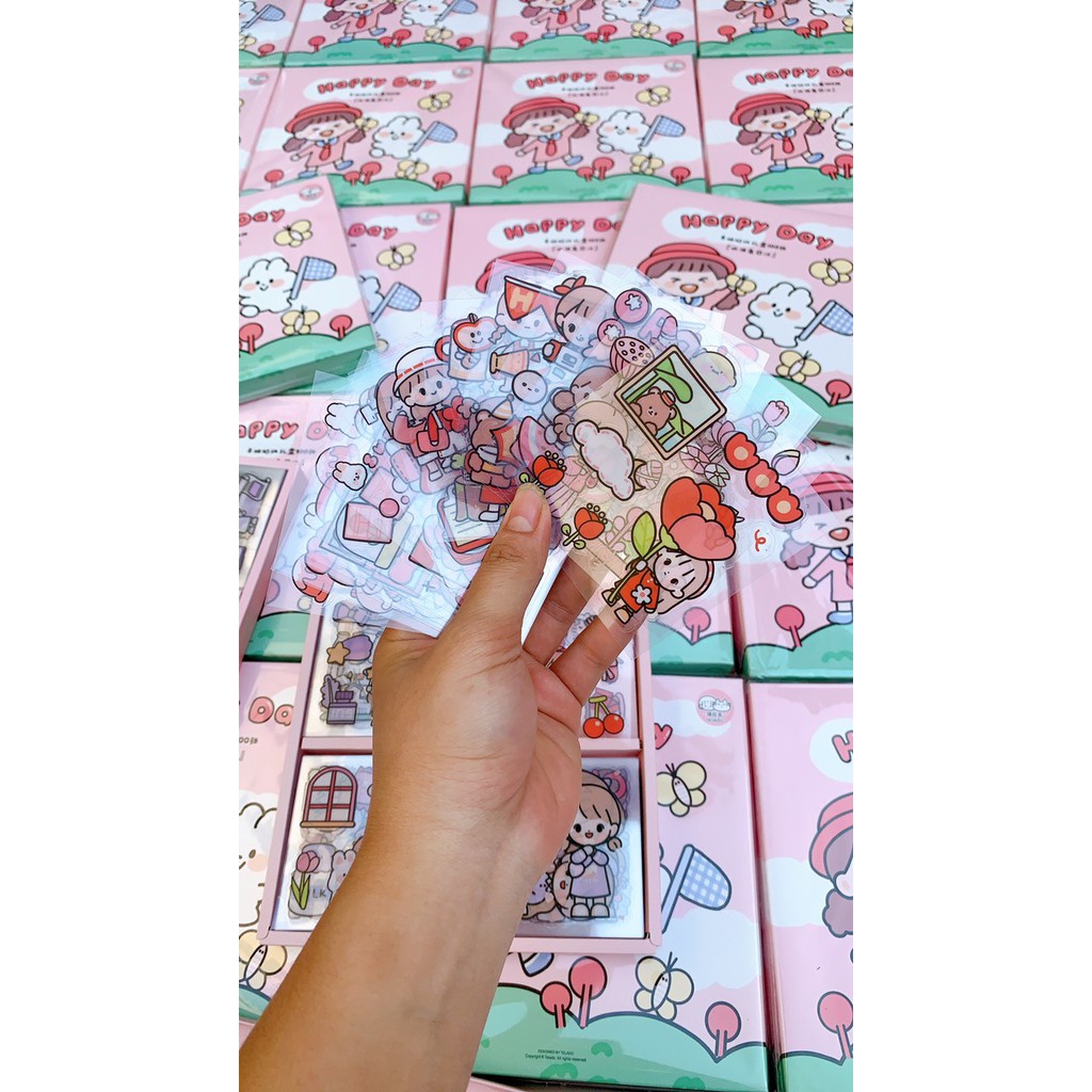 💥💥BỘ 1000 STICKER HÃNG TELADO CÔ GÁI VÀ BÉ THỎ CHO BÉ YÊU  🐰🐰🐰