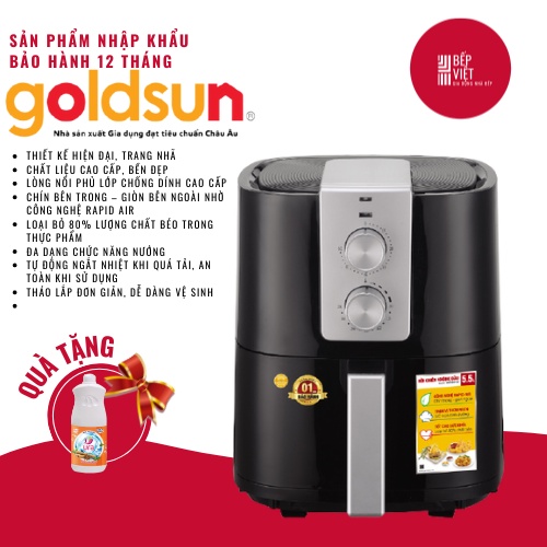 Nồi chiên không dầu Goldsun GAF5841-M Dung Tích 5.5L Hàng Chính Hãng- Bảo Hành 24 Tháng