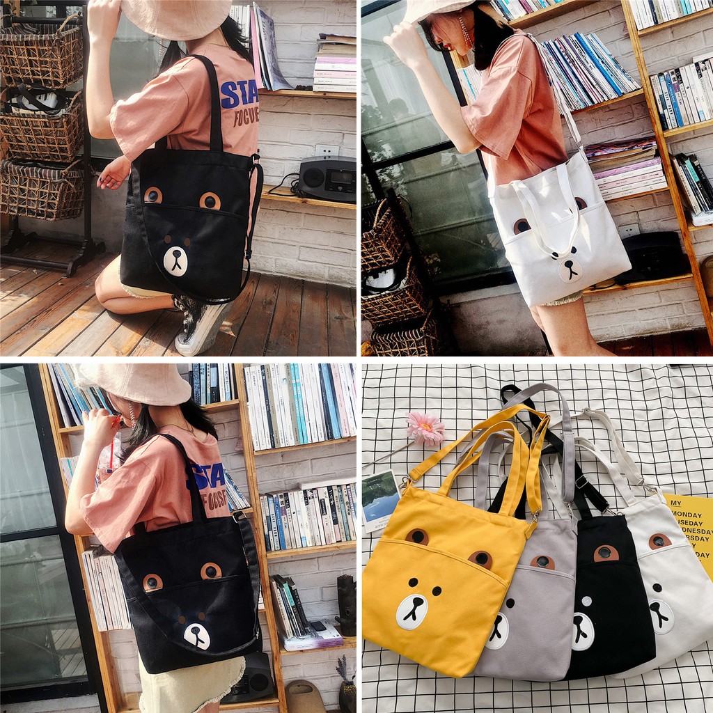 Túi Tote Phối Bé Gấu Siêu Xinh P1359