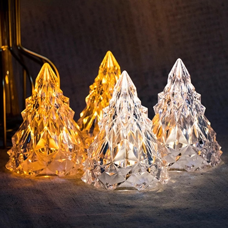 Cây Thông Giáng Sinh Mini Bằng Acrylic Có Đèn LED Hình Ngọn Nến Không Lửa Lãng Mạn Trang Trí Tiệc Cưới